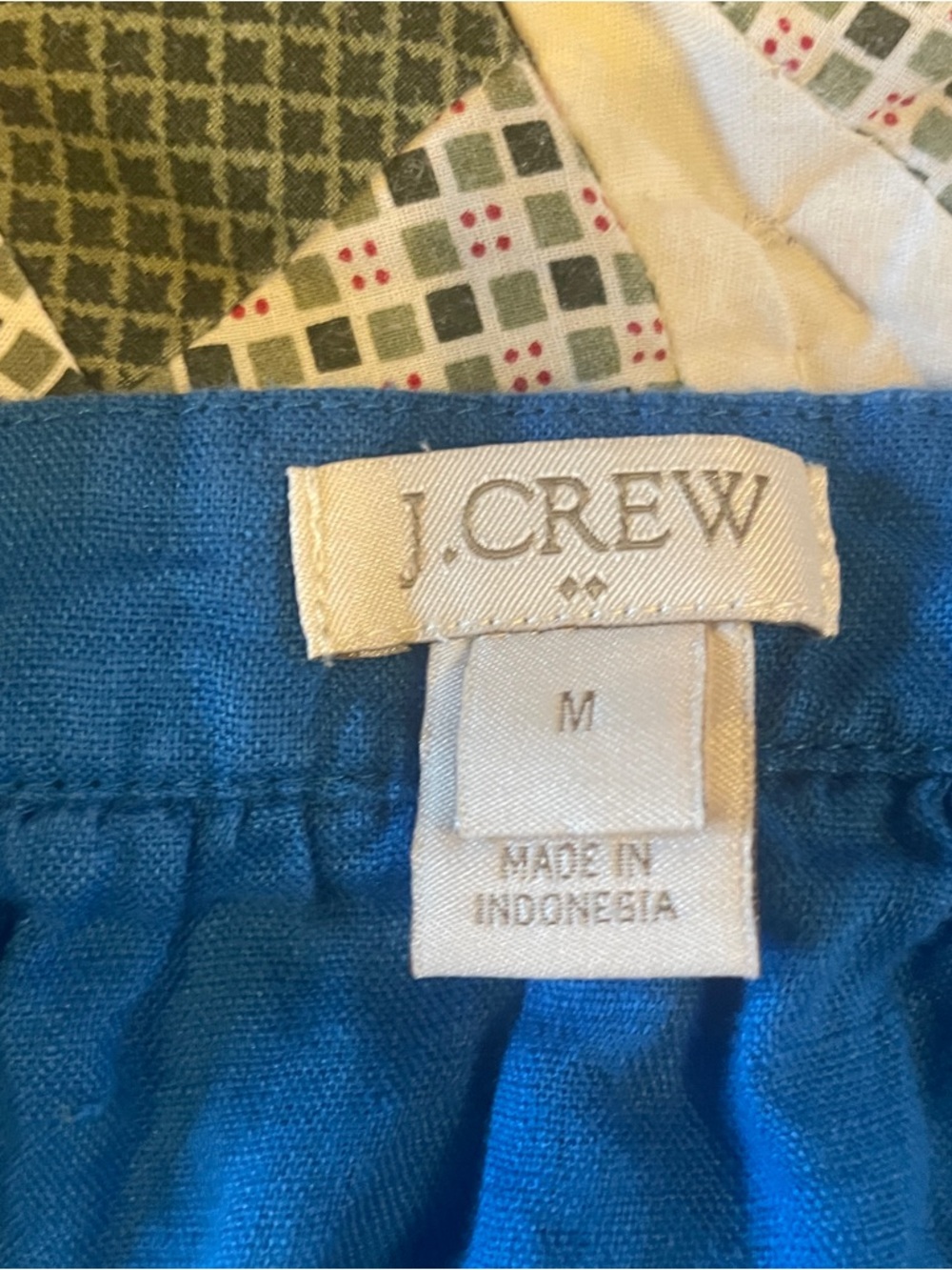 J. Crew Blue Linen Dress with White Floral Embroidery Size Medium - Picture 5 of 8